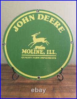 Vintage John Deere Porcelain Gas Farm Implements Service Tractor Sign