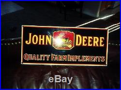 Vintage John Deere Porcelain Gas Motor Oil Service Station Farm Implements Sign