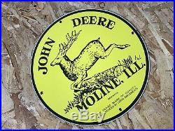 Vintage John Deere Porcelain Gas Oil Pump Plate Service Station Farming Sign