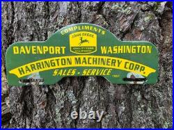 Vintage John Deere Porcelain License Plate Topper Davenport Washington 11 X 5 Vintage John Deere Porcelain License Plate Topper Davenport Washington 11 X 5