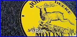 Vintage John Deere Porcelain Metal Illinois Tractor Farm Dealership Service Sign