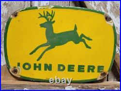Vintage John Deere Porcelain Sign 12 Old 1962 Tractor Farming Farm Equipment