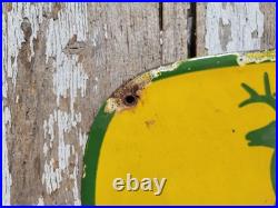 Vintage John Deere Porcelain Sign 12 Old 1962 Tractor Farming Farm Equipment