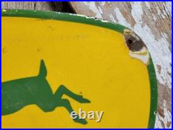 Vintage John Deere Porcelain Sign 12 Old 1962 Tractor Farming Farm Equipment