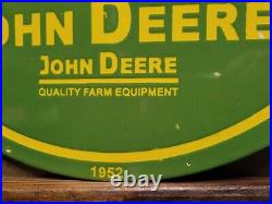 Vintage John Deere Porcelain Sign 18 Flange Farm Tractor Machine Dealer Oil Gas