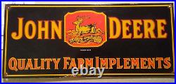 Vintage John Deere Porcelain Sign 1934 Farm Implements Tractor Gas Pump Sign