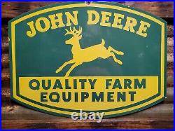 Vintage John Deere Porcelain Sign 24 Farm Tractor Dealer Gas Oil Sales Service