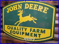 Vintage John Deere Porcelain Sign 24 Farm Tractor Dealer Gas Oil Sales Service