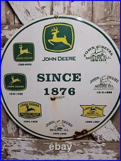 Vintage John Deere Porcelain Sign 30 Large Farming Tractor Dealer Sales Service