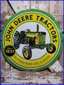 Vintage John Deere Porcelain Sign 30 Large Farming Tractor Dealer Sales Service Vintage John Deere Porcelain Sign 30 Large Farming Tractor Dealer Sales Service