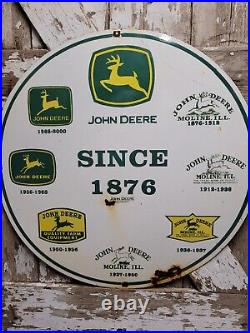 Vintage John Deere Porcelain Sign 30 Large Farming Tractor Dealer Sales Service