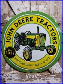 Vintage John Deere Porcelain Sign 30 Large Farming Tractor Dealer Sales Service Vintage John Deere Porcelain Sign 30 Large Farming Tractor Dealer Sales Service