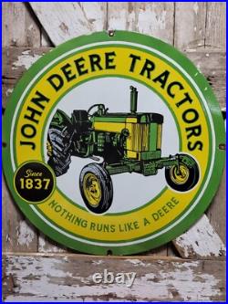 Vintage John Deere Porcelain Sign 30 Large Farming Tractor Dealer Sales Service Vintage John Deere Porcelain Sign 30 Large Farming Tractor Dealer Sales Service