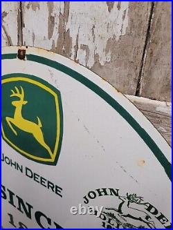 Vintage John Deere Porcelain Sign 30 Large Farming Tractor Dealer Sales Service