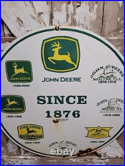 Vintage John Deere Porcelain Sign 30 Large Farming Tractor Dealer Sales Service