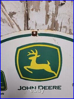 Vintage John Deere Porcelain Sign 30 Large Farming Tractor Dealer Sales Service