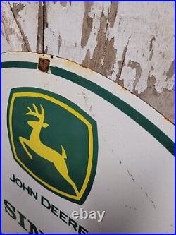 Vintage John Deere Porcelain Sign 30 Large Farming Tractor Dealer Sales Service