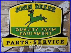 Vintage John Deere Porcelain Sign 36 Old 1972 Quality Farm Tractor Equipment