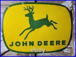 Vintage John Deere Porcelain Sign 3ft Old 1962 Quality Farm Tractor Equipment