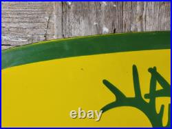 Vintage John Deere Porcelain Sign 3ft Old 1962 Quality Farm Tractor Equipment