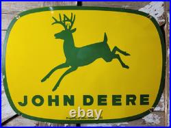 Vintage John Deere Porcelain Sign 3ft Old 1962 Quality Farm Tractor Equipment
