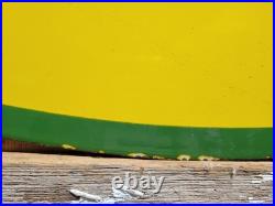 Vintage John Deere Porcelain Sign 3ft Old 1962 Quality Farm Tractor Equipment