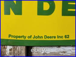 Vintage John Deere Porcelain Sign 3ft Old 1962 Quality Farm Tractor Equipment
