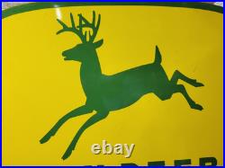 Vintage John Deere Porcelain Sign 3ft Old 1962 Quality Farm Tractor Equipment