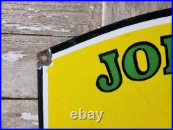 Vintage John Deere Porcelain Sign 3ft Old 1972 Quality Farm Tractor Equipment