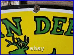 Vintage John Deere Porcelain Sign 3ft Old 1972 Quality Farm Tractor Equipment