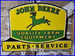 Vintage John Deere Porcelain Sign 3ft Old 1972 Quality Farm Tractor Equipment