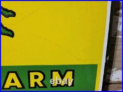 Vintage John Deere Porcelain Sign 3ft Old 1972 Quality Farm Tractor Equipment