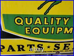 Vintage John Deere Porcelain Sign 3ft Old 1972 Quality Farm Tractor Equipment