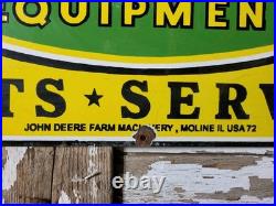 Vintage John Deere Porcelain Sign 3ft Old 1972 Quality Farm Tractor Equipment