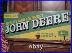 Vintage John Deere Porcelain Sign 3ft Tractor Farm Implements Dealer Sales Store