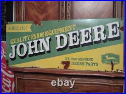 Vintage John Deere Porcelain Sign 3ft Tractor Farm Implements Dealer Sales Store
