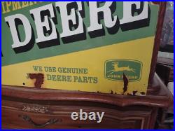 Vintage John Deere Porcelain Sign 3ft Tractor Farm Implements Dealer Sales Store