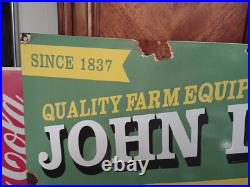 Vintage John Deere Porcelain Sign 3ft Tractor Farm Implements Dealer Sales Store