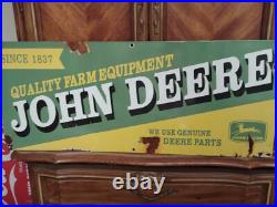 Vintage John Deere Porcelain Sign 3ft Tractor Farm Implements Dealer Sales Store