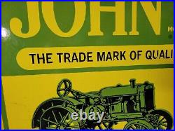 Vintage John Deere Porcelain Sign 48 Farm Tractor Dealer Gas Motor Oil Service