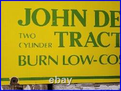 Vintage John Deere Porcelain Sign 48 Farm Tractor Dealer Gas Motor Oil Service