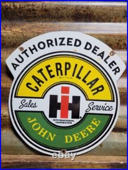 Vintage John Deere Porcelain Sign Caterpillar International Harvester Tractor