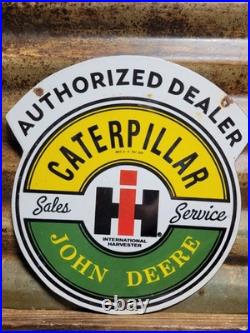 Vintage John Deere Porcelain Sign Caterpillar International Harvester Tractor