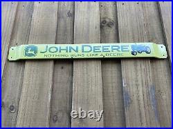 Vintage John Deere Porcelain Sign Door Push Bar Oil Gas Station Tractor Farm 32
