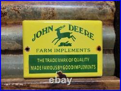 Vintage John Deere Porcelain Sign Farm Implements Tractor Dealer Sales & Service Vintage John Deere Porcelain Sign Farm Implements Tractor Dealer Sales & Service