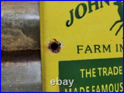 Vintage John Deere Porcelain Sign Farm Implements Tractor Dealer Sales & Service Vintage John Deere Porcelain Sign Farm Implements Tractor Dealer Sales & Service