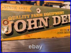 Vintage John Deere Porcelain Sign Farm Implements Tractor Dealer Sales & Service Vintage John Deere Porcelain Sign Farm Implements Tractor Dealer Sales & Service