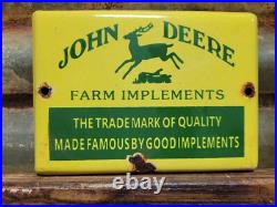 Vintage John Deere Porcelain Sign Farm Implements Tractor Dealer Sales & Service Vintage John Deere Porcelain Sign Farm Implements Tractor Dealer Sales & Service