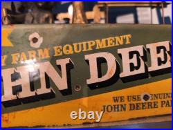 Vintage John Deere Porcelain Sign Farm Implements Tractor Dealer Sales & Service Vintage John Deere Porcelain Sign Farm Implements Tractor Dealer Sales & Service