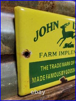 Vintage John Deere Porcelain Sign Farm Implements Tractor Dealer Sales & Service Vintage John Deere Porcelain Sign Farm Implements Tractor Dealer Sales & Service